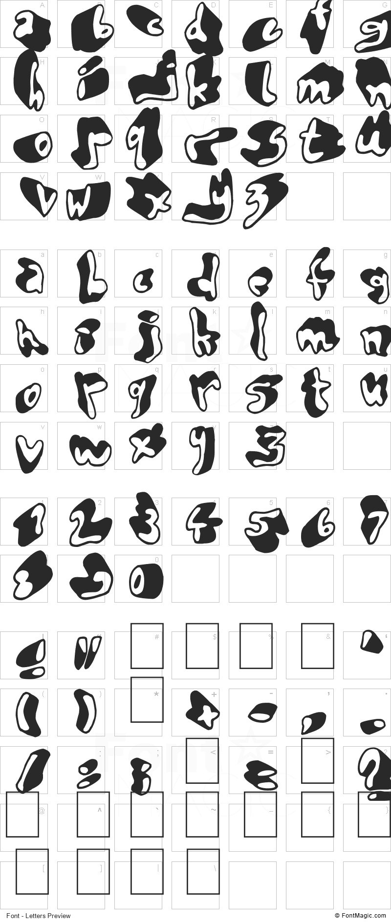 Shadow Mole Font - All Latters Preview Chart
